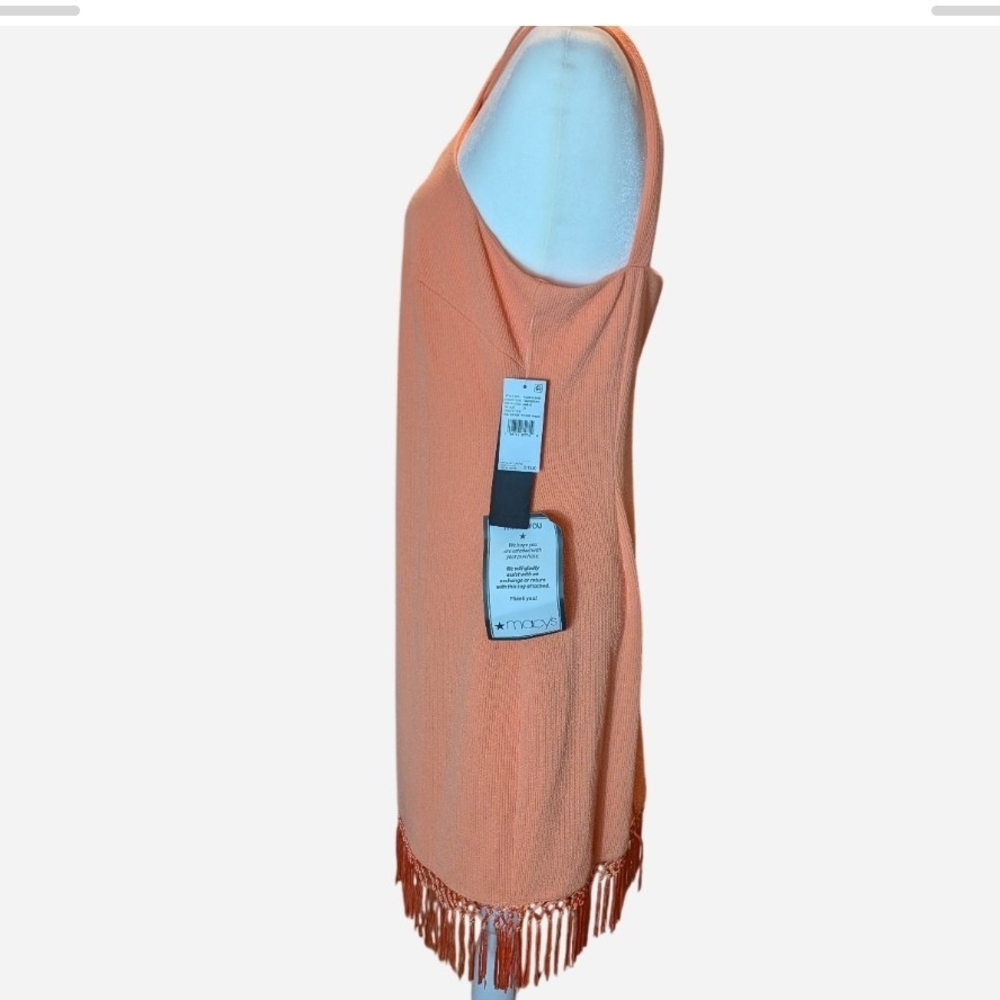 Adrianna Papell Fringe Sheath Halter dress Size 12 - Picture 4 of 13
